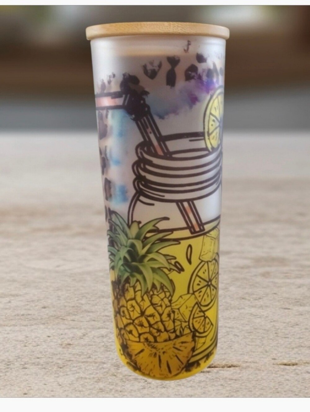 Sweet SUMMER time 20oz Gradient Yellow Glass Tumbler with duo lids 🎉sale